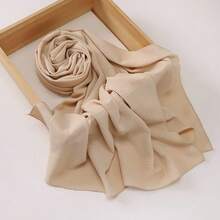 1pc Women Solid Color Crinkled Everyday Hijab, Opaque Headscarf For Dress - Multicolor - View 27