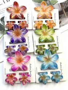 1 peça/3 peças/6 peças/18 peças Clipes de Cabelo com Estampa Floral Casual de Plástico ABS (Resina ABS) 2026 Novo Eletrodepositado Margarida Flor Muito Vendida, Adequado para Férias, Viagem, Festa, Aniversário, Escritório, Acessórios de Cabelo de Verão na Praia Clipes de Garra Flor Clipes de Cabelo Férias Presilha de Cabelo Moda - Multicolorido - Visão 15