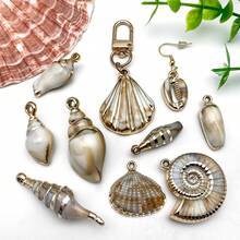 15pcs Mix Acrylic Ocean Shell Starfish Charms With Marine Life Pendants For DIY Beach-Style Necklace, Earrings, And Keychain Jewelry Crafts Accessories