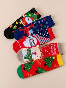 5 Pairs Christmas New Coral Fleece Socks, Soft & Comfortable House Socks, Sleepwear Socks For Women, Autumn/Winter