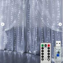 LED Garland Curtain Lights, 8 Modes, USB Powered With Remote Control, Fairy String Lights, Suitable For Wedding, Christmas And Holiday Home Decor - Multicolor - View 11
