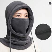 Ladies' Windproof Hat - Warm And Snow Proof Hooded Face Mask With Neck Cover, Black Knitted Skiing Face Mask, Suitable For Outdoor Winter Activities, Cold Weather Protection