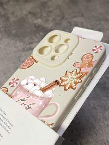1pc Winter Gingerbread Man Graphic Ivory White Full Body Shockproof Phone Case Compatible With IPhone 15/14/13/12/11 Waterproof Anti-Fall Scratch Resistant