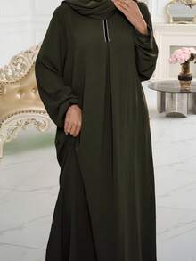 1 Set New Classic Versatile Muslim Abaya Shawl, Suitable For Any Occasion, Available In Multiple Colors, Hijab Included - Multicolor - View 3