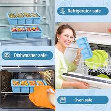 Silicone Freezer Molds For Soup With Lid, 1-Cup & 2-Cup Large Ice Cube Trays Food Storage Containers For Meal Prep, Freeze 250mL/125mL Portions – 2 Pack - Xanh nhạt - Xem 7