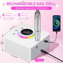 New 45000RPM Professional Electric Nail Drill Machine Rechargeable Nail File Nails Accessories Gel Nail Polish Sander Low Noise