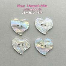10pcs Double Hole White Resin Rainbow Heart-Shaped Pearl Shell Button, Multifunctional Fashionable Sweater Decoration Button, Suitable For Handmade And Sewing Products, With A Variety Of Sizes To Choose From. - White - View 4