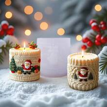 1 pieza Molde de vela en forma de cilindro de Papá Noel, para modelado de lana, manualidades de jabón, yeso y resina, adornos y regalos hechos a mano creativos