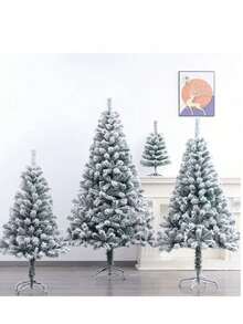 17.72"/47.24"/59.1"/70.87"/82.68" Artificial White Christmas Tree With Realistic Snow - The Artificial Snow May Have Some Shedding, Suitable For Home, Store Or Plaza Display, Indoor Christmas Decoration | Comfortable Holiday Design | Fluffy Branch Texture, Christmas Tree Ornament Christmas Decorations Home Christmas Gifts Christmas Decor - Multicolor - View 2