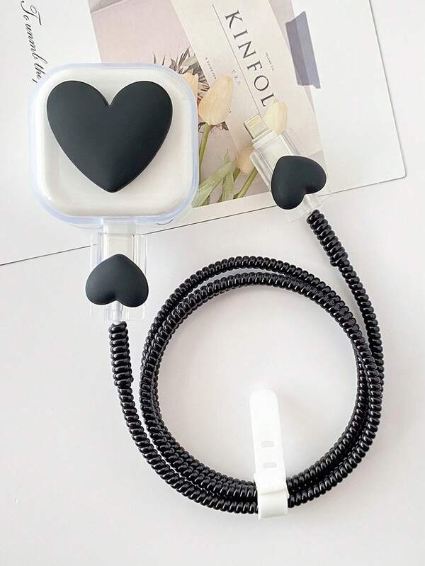 5pcs UK Plug Apple 20W Charger Protective Case Set, Compatible With Apple Foldable 3-Pin Charger Head, 15/16 Data Cable Nan Charger Protector Charger Case Phone Accessories