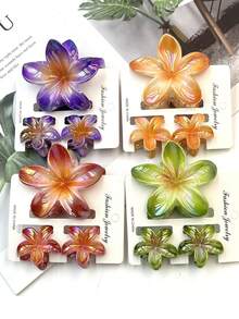 1 peça/3 peças/6 peças/18 peças Clipes de Cabelo com Estampa Floral Casual de Plástico ABS (Resina ABS) 2026 Novo Eletrodepositado Margarida Flor Muito Vendida, Adequado para Férias, Viagem, Festa, Aniversário, Escritório, Acessórios de Cabelo de Verão na Praia Clipes de Garra Flor Clipes de Cabelo Férias Presilha de Cabelo Moda - Multicolorido - Visão 8