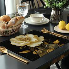 Set de 1/4/10 buc. alergător de masă cu model floral platinat și șervețele, alergători din material textil pentru decorul mesei de sărbători, decor pentru casă, cadouri, set de alergători de masă și șervețele potrivite pentru sărbători în interior și în exterior, petreceri sezoniere, decor pentru masa de bucătărie și sufragerie, decorare pentru masa de petrecere, alergători de masă pentru camera de acasă