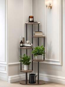 1pcs Multi-Layer Flower Stand, Plant Stand Succulent Flower Pot Rack, Suitable For Living Room Balcony, Space-Saving Indoor Plant Rack And Storage Rack - 黑色 - 查看 5