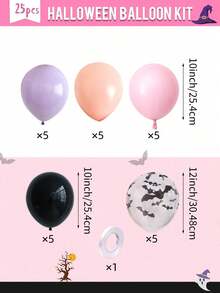 16/26pcs Pink Bat Halloween Birthday Party Decoration Balloons, Scary Bat Purple Black Latex Balloons, Halloween Birthday Party Supplies, Halloween Balloon Garland Set For Girls Party, Baby Happy Day, Ghost Birthday Party Decorations Home Decor Room Decor Halloween Decor