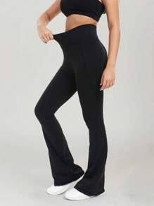 Speed mate Women Flare Leggings With Pockets - No Front Seam Flare Yoga Pants, Tummy Control, High Waist Crossover, Wide Leg & Butt Lift Design,Fleece