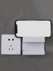 1pc/2pcs Wall-Mounted No Drill Adhesive Phone Charging Holder, Remote Control Storage Box, Horizontal Phone Stand, Multi-Function Organizer Box For Home Appliances, Non-Slip Bedside Storage Rack For Phone And Remote, Space-Saving, With Strong Adhesive, Durable Plastic, Suitable For Home, Office, Car, Minimalist Design, Easy Installation, Practical Storage Rack, Christmas/Halloween Gift For Women - Multicolor - View 5