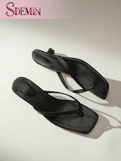 SDEMIN 夏季新款女士纯色拖鞋，优雅度假鞋，休闲沙滩高跟凉鞋，时尚易穿高跟鞋，适合正装
