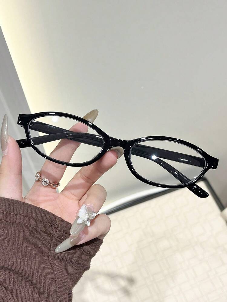 1 件椭圆形经典个性化优雅精致 Ins 风格女士透明眼镜适合日常生活办公室阅读观看电视玩游戏手机商务休闲女士时尚配饰适合所有脸型 - 無色 - 查看 14