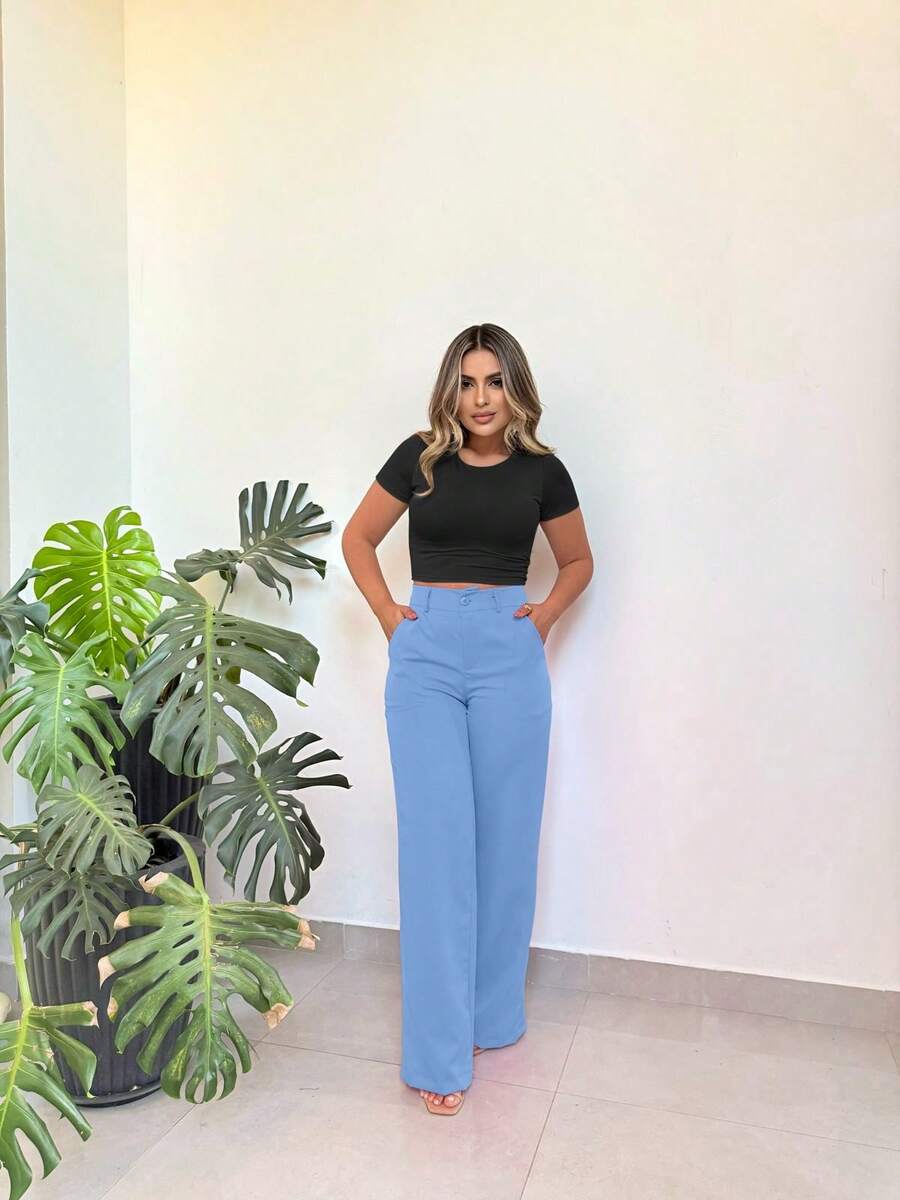 Serena Pantalona Tailored Trousers - 淺藍色 - 查看 1