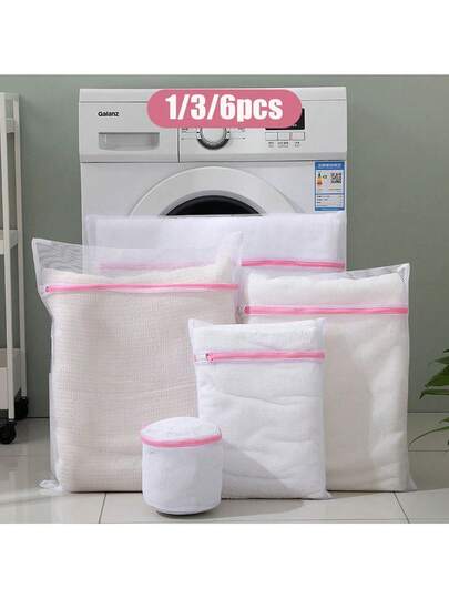 1/3/6 túi lưới giặt nylon bảo vệ quần áo mỏng manh, túi lưới giặt chăm sóc quần áo, túi giặt vải dệt kim mịn cho quần áo giặt máy, túi đựng đồ dùng nhà cửa tối giản, túi lưới bảo vệ cho quần áo mỏng manh mùa xuân hè, túi bảo vệ quần áo để giặt nhẹ nhàng.