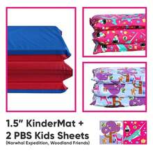1 Thick KinderMat, 4-Section Rest, 45 X 19 X 1, Red/Blue, Great School, Daycare, Travel, And Home,% Made In USA - 獨角鯨探險 + 林地朋友組合包 - 查看 2