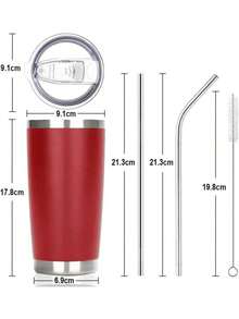Termo Portátil De Acero Inoxidable Calor Y Frío De 20 Onzas - Rojo - Ver 3