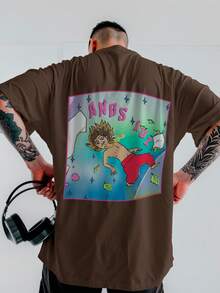 Camisa Camiseta Tuesim Anos  Luz Streetwear Ovesized Premiun dtf ref-3496 - Marrom - Visão 3
