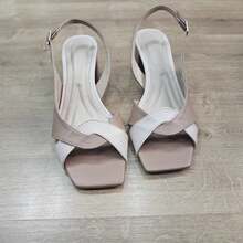 Women's Sandals With Low Block Heel, Elegant Casual - nâu/tự nhiên - Xem 4