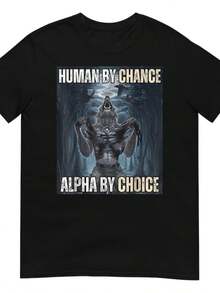 Human By Chance Alpha By Choice T-Shirt - 黑色 - 查看 1