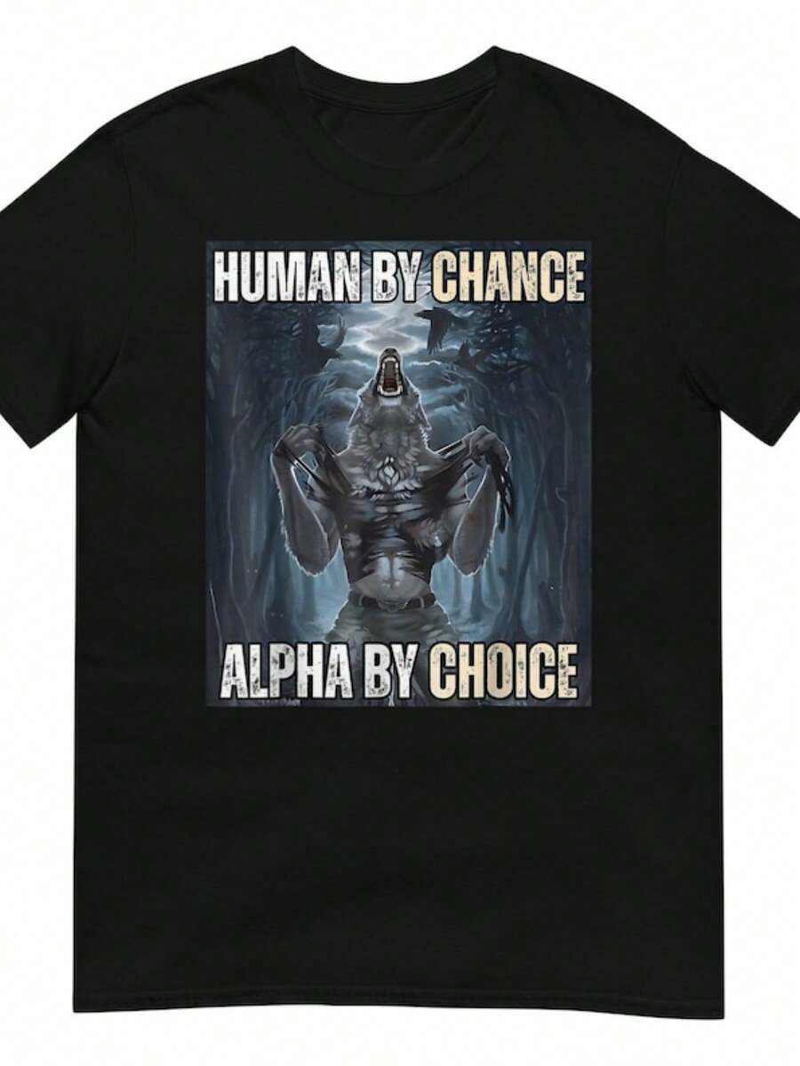 Human By Chance Alpha By Choice T-Shirt - 黑色 - 查看 1