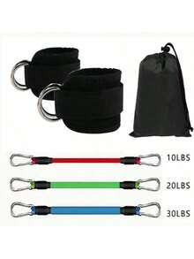 6件套踝带阻力带套装，健身器材，踝部负重瑜伽弹力带，男女通用 - 彩色 - 查看 2