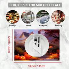 1 pieza/4 piezas/6 piezas Manteles individuales de lino con estampado de elementos de Halloween, decoración del hogar, adecuados para regalos de Halloween, decoración de Halloween, aplicables a la mesa de comedor, para todas las estaciones, manteles de mesa modernos lavables, decoración de habitaciones, manteles individuales, posavasos, manteles de mesa de cocina y comedor, decoración de fiestas interiores/exteriores, decoración del hogar, regalo ideal - Multicolor - Ver 10