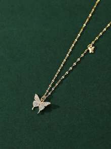 1pc Elegant S925 Sterling Silver Necklace For Women - Luxurious Butterfly Pendant Tassel Clavicle Chain, Gift For Girlfriend/Party