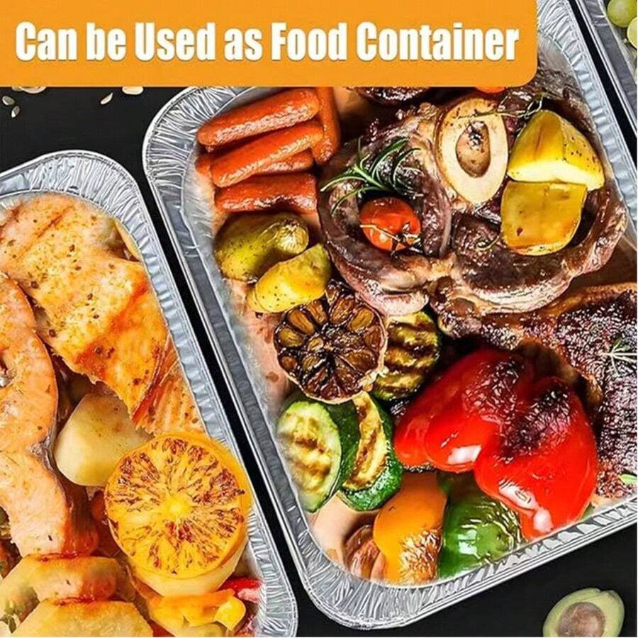 5 Heavy Duty Aluminum Foil Trays With Lids, 170 Oz Large Capacity, Reusable And Easy To Clean, For Oven, Baking, Grilling, Food Transport, Lid Design, Reusable Cookware, Aluminum Foil Trays, Roast Turkey, Grilled Steak, Lunch Box, Storage Box, Halloween Dinner Party, Christmas Dinner, Outdoor Barbecue Utensils, Cooking Display Utensils, Buffet Trays