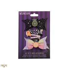 4 piezas Clips para el cabello con licencia oficial de Netflix Wednesday, elegantes y de moda con diseño de personaje de anime, clips de lazo para estilo, flequillo, cabello dañado y accesorios para el cabello para mujeres y niñas, adecuados para festival, Navidad, fiesta de cumpleaños y decoraciones de fiesta - Multicolor - Ver 8