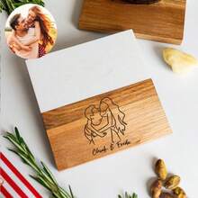 1 Pezzo Sottobicchieri In Legno Personalizzati, Regali Di Nozze Per Coppie, Set Di Sottobicchieri Personalizzati, Regalo Per La Nuova Casa, Regali Di Natale - sottobicchiere quadrato - Visualizzare 10