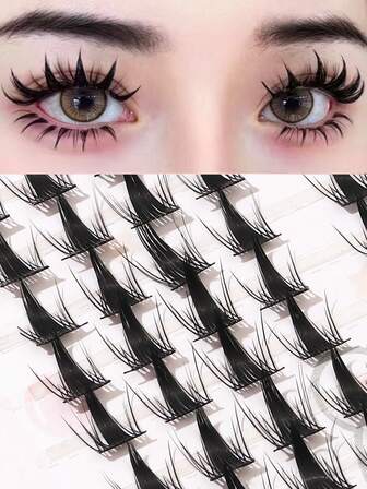 5 paia di ciglia finte stile occhio di gatto per cosplay anime, naturali e morbide, ideali per principianti, stile a punta di coda dei fumetti, riutilizzabili, leggere stile europeo e americano
