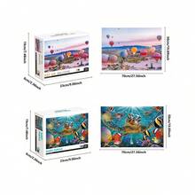 1 Caixa com 1000 Peças de Quebra-Cabeça, incluindo Ponte da Torre de Londres, Londres à Noite, Castelo de Neuschwanstein, Mundo Animal, Balão de Ar Quente, Tartaruga Marinha, Tamanho 50*70cm, Quebra-Cabeças Grandes Adequados para Adultos, Educacionais, Inteligentes e Jogos de Família Relaxantes, Adequados para Decoração de Casa, Sala de Estar e Escritório, Ótimo Presente para Natal, Ano Novo e Páscoa