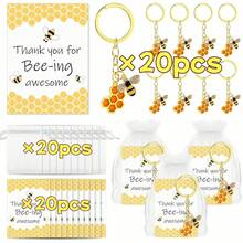 20/12/6/3/1 蜜蜂主题员工感谢礼套装，包含可爱蜜蜂钥匙扣、感谢卡、欧根纱袋，可作为激励同事的礼物、减压玩具、婚礼钥匙扣、生日礼物、钥匙扣套装、钥匙圈、婚礼装饰、父亲节礼物、派对礼品袋、派对礼品袋填充物、钥匙扣套装、毕业礼物、学年结束学生礼物 - 蜂巢鑰匙扣 - 查看 13