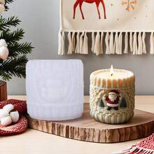 1 pieza Molde de vela en forma de cilindro de Papá Noel, para modelado de lana, manualidades de jabón, yeso y resina, adornos y regalos hechos a mano creativos