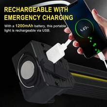 1 pieza Lámpara portátil moldeadora, Luz de trabajo magnética, 7 niveles de brillo, Diseño plegable giratorio 180°, Gancho y linterna de mano, Banco de energía recargable por USB, Luz de camping LED - Negro - Negro - Ver 7