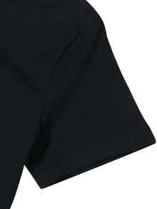 Back-To-School Season Teenage Girls' Casual Short-Sleeved T-Shirts, With Cat Playing Guitar Prints. These Printed, Short-Sleeved T-Shirts, Girls' Blouses & Soft Knitted T-Shirts Fit Stylish Summer Wear. - 黑色 - 查看 4