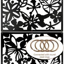 Hanging Room Divider Decorative Thick Wall Screen Panels Floral Carving Pattern Hollow Out Design For Bedroom Living Dining Room Kitchen Office Restaurant Home Hotel Decor, 15.7"X15.7" - Black - View 6