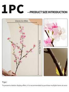 1 件，人造樱花，42.51 英寸，带 4 个分支，塑料人造植物，绿色人造植物，由不褪色的涤纶面料制成，现代简约风格 - 适用于家居装饰、花瓶、婚礼、派对、客厅、卧室、DIY 墙壁、办公桌填充。 - 多色 - 查看 4