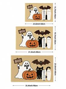 1pc Halloween Themed Doormat, Area Rug, Plush Fabric, Thickened, Cute Cartoon Ghost, Pumpkin, Bat, Cat, Funny, Comfortable Soft Casual, Machine Washable, Suitable For Kitchen, Bathroom, Dining Room, Hallway, Party, Gathering, New Year, All Seasons, Yard, Home, Room, Festival Decor