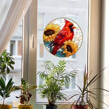 Adesivi decorativi per finestre - Cardinali rossi e motivi floreali, pellicola adesiva per finestre, pellicola decorativa trasparente per privacy per casa, camper, ufficio - Facile da applicare e rimuovere, decorazione resistente alle intemperie, adesivi per finestre, effetto vetro colorato, decalcomania rimovibile, decoratori per la casa, decalcomania a motivo di uccelli, pellicola ad alta trasparenza, adesivi per pareti di camper, adesivo per pareti, decorazione per la stanza