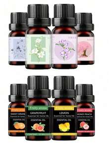 Set de 4 piezas de perfume de aromaterapia con aceites esenciales concentrados de 4 tipos diferentes para humidificador, difusor, velas y decoración del hogar, regalo de Navidad y Año Nuevo - Varias fragancias - Ver 4
