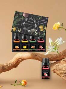 Set de 4 piezas de perfume de aromaterapia con aceites esenciales concentrados de 4 tipos diferentes para humidificador, difusor, velas y decoración del hogar, regalo de Navidad y Año Nuevo - Varias fragancias - Ver 8