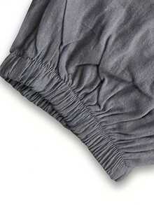 男士宽松亚麻灯笼裤，休闲宽松亚麻哈伦裤，阔腿七分裤，轻盈透气，适合春秋季穿着 - 深灰色 - 查看 4