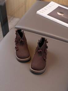 1双儿童靴，女童秋冬踝靴，新款中小童靴，公主筒靴，婴儿鞋 - 棕色 - 查看 4